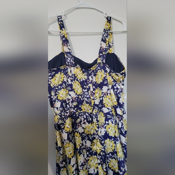YELLOW STAR blue/yellow/white floral dress size large - Picture 2 of 9